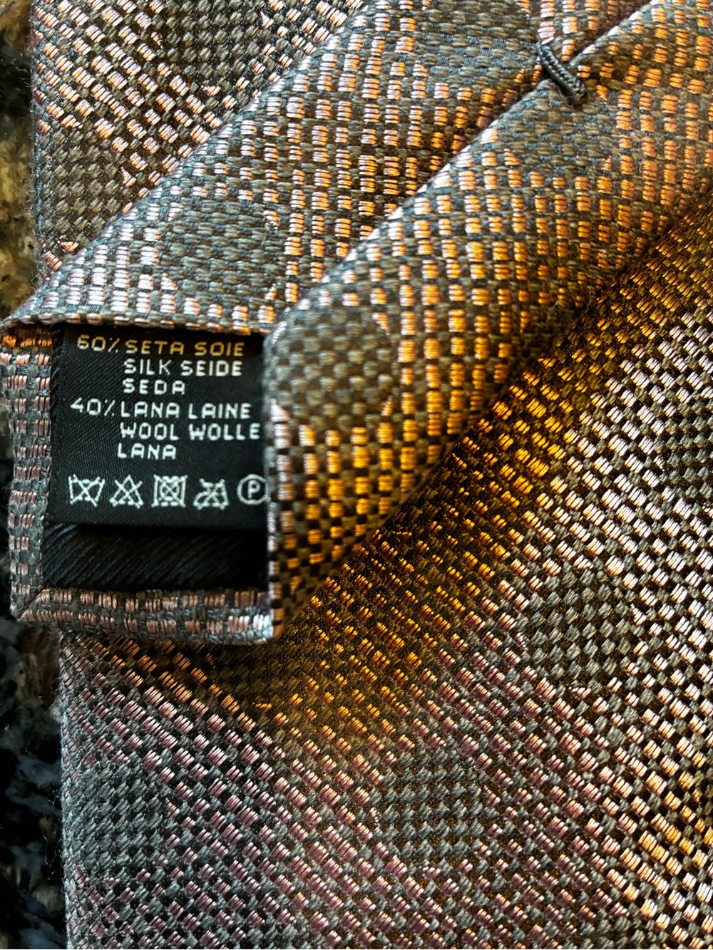 Zegna Italy Silk Wool Tie Pink Grey Luxury Geometric Designer Necktie - Picture 3 of 4